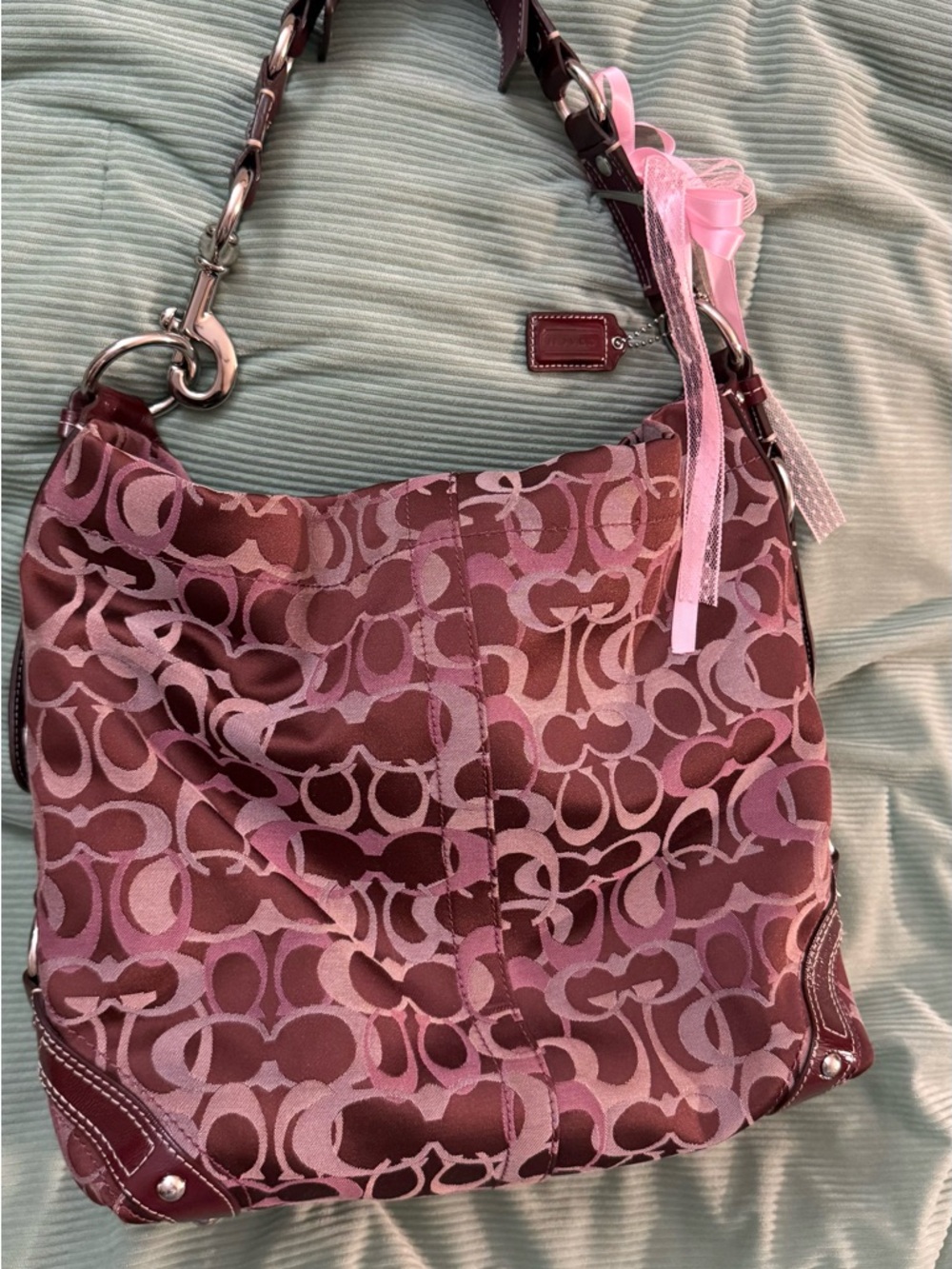 Rare Coach Maroon/Pink Large Carly - Picture 4 of 6